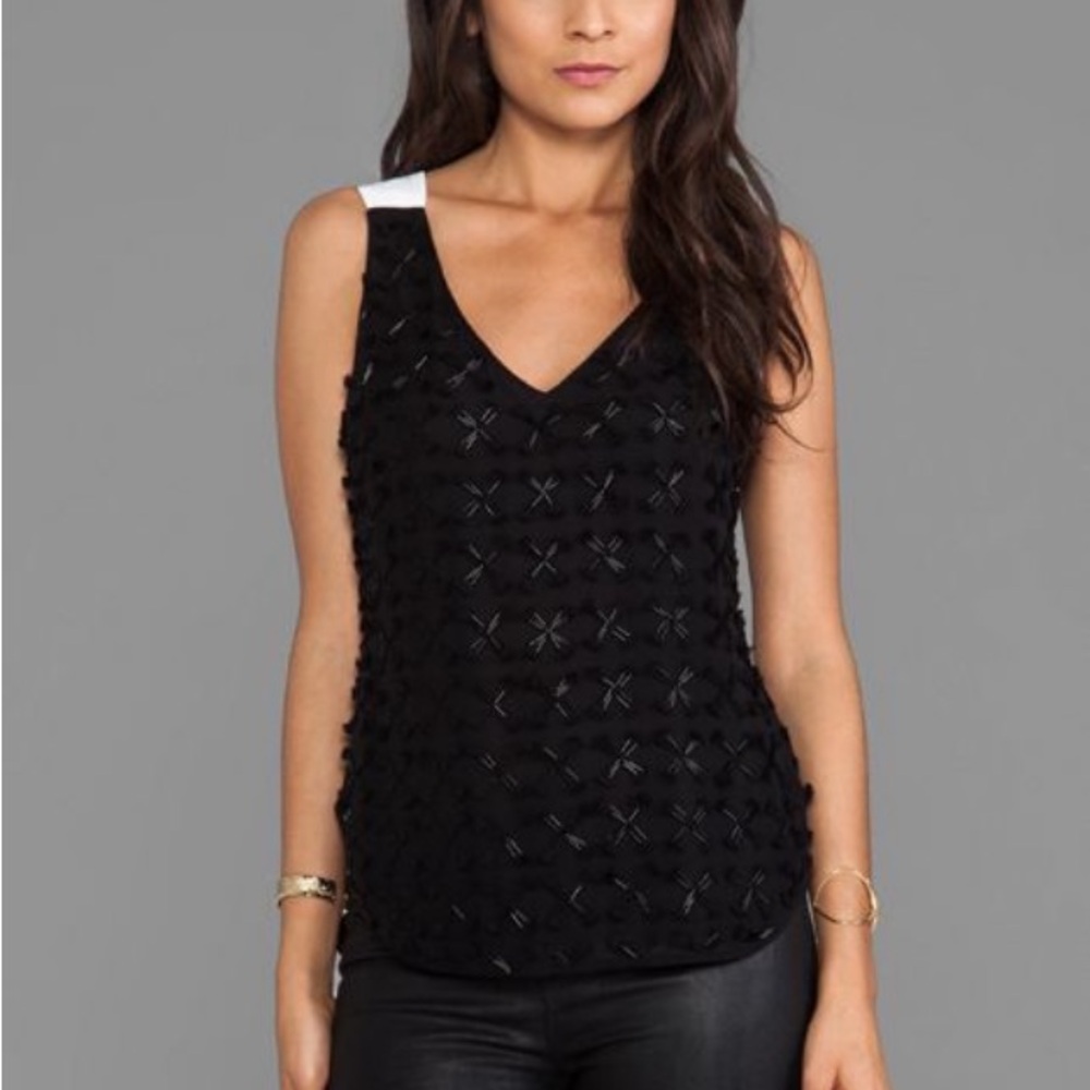 NWT SACHIN + BABI black beaded front and white back. Size small.